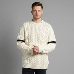 Polo Ralph Lauren Ivory Cableknit Pullover Sweater - Large